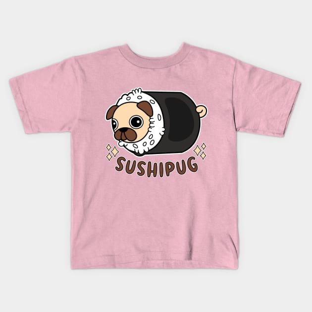 Kawaii Sushi Pug Mashup Funny Dog Lover Kids T-Shirt by Cuteness Klub